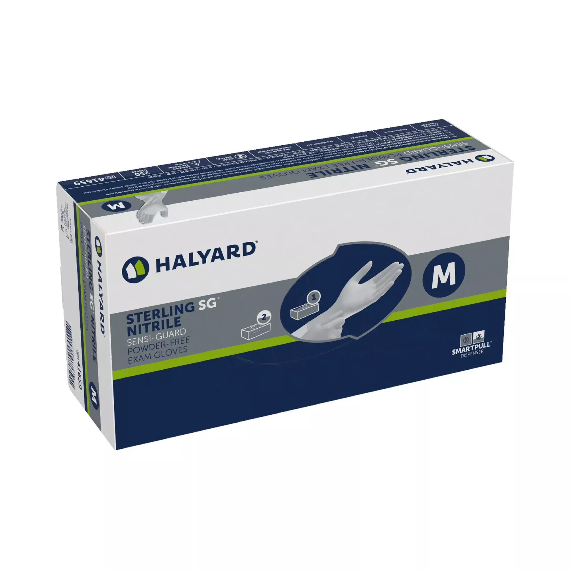 Halyard 41659 Sterling SG Nitrile Exam Glove, Medium, Silver