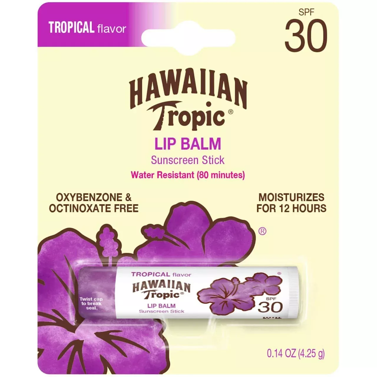 Hawaiian Tropic Tropical Lip Balm Sunscreen, SPF 30, 0.14 oz