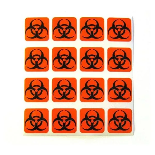 Healthmark Biohazard Labels Autoclavable 1x1 16/Sheet 1 Sheet 1 Sheet