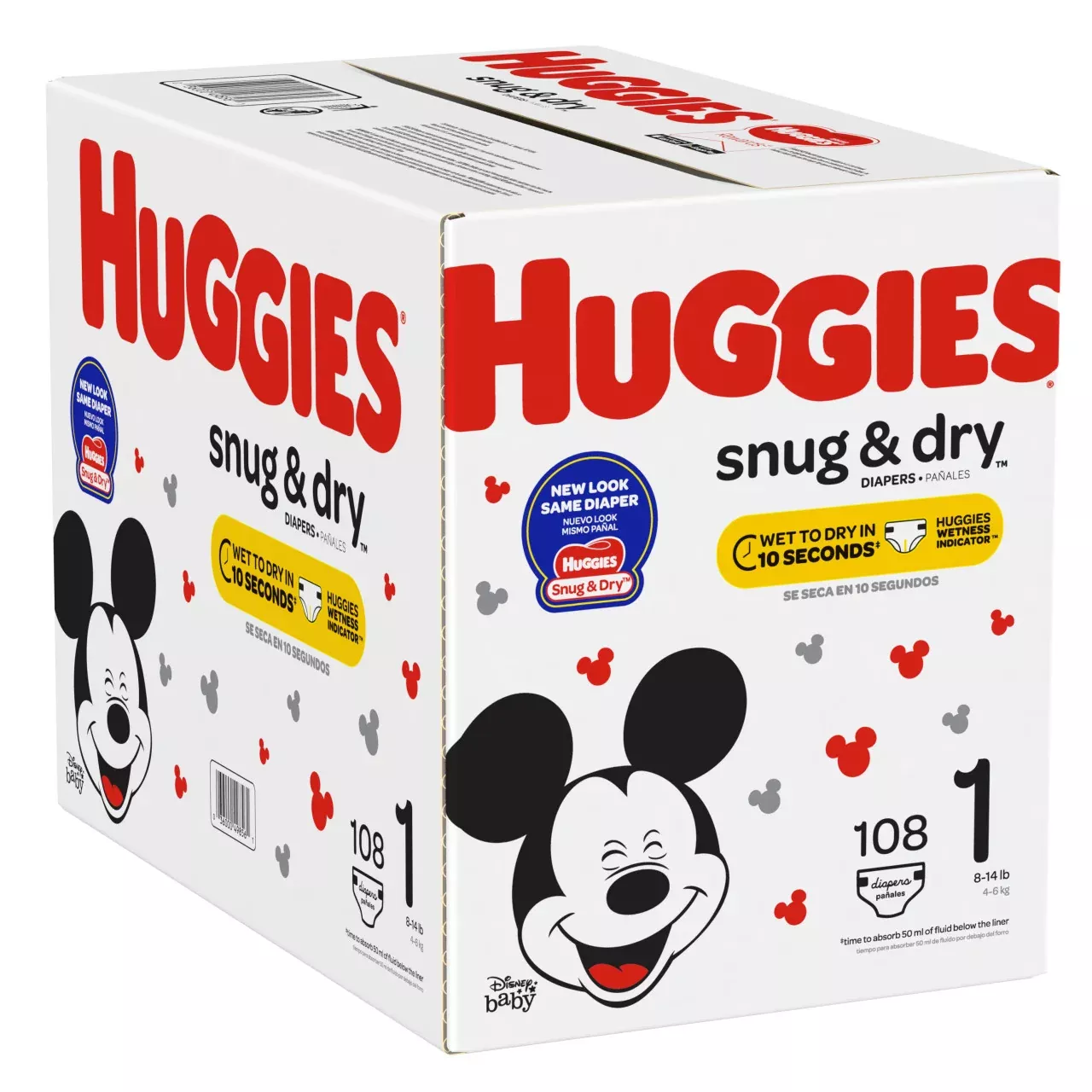 Huggies Snug and Dry Diapers, Size 1, Giga Pack, 108 Ct