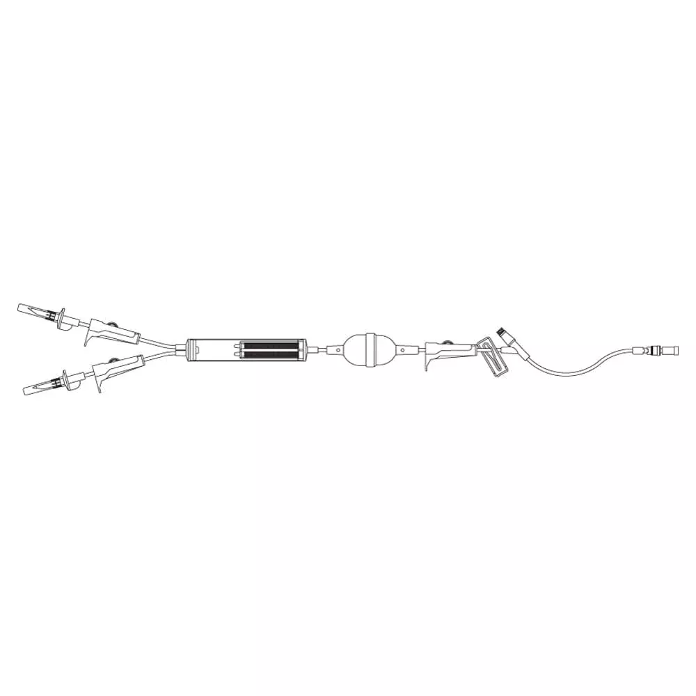 ICU Medical Lifeshield Blood Administration Set, Macrobore, Clave™ Y-Site, 200µ Filter, Blood Bulb Pump, 80"