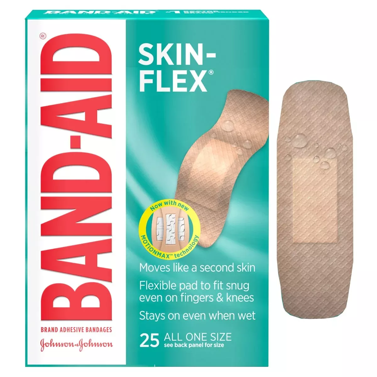 Johnson & Johnson Band-Aid Skin-Flex Adhesive Bandage, All One Size, 25 Count