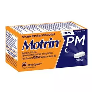 Johnson & Johnson Motrin PM Pain Relief Caplet, Coated; 80 Count