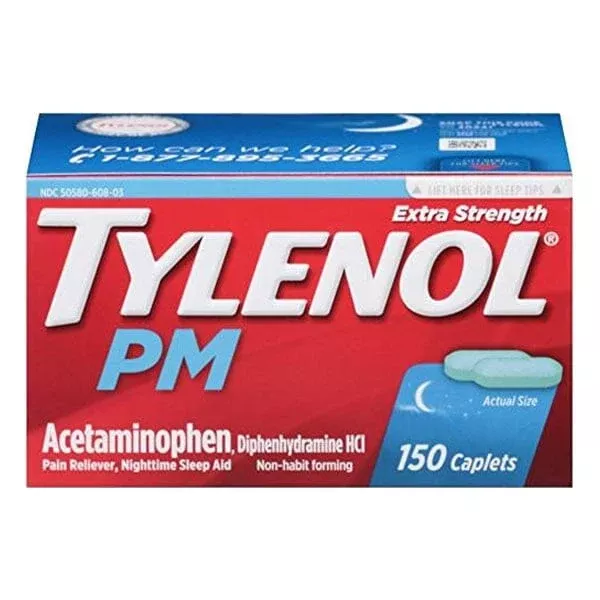 Johnson & Johnson Tylenol PM Pain Relief Calpet, 150 Count