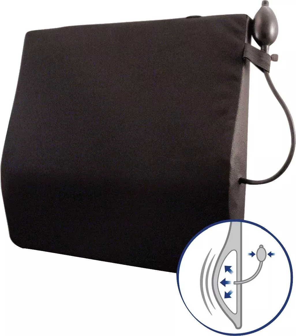K2 Health Products Avir Wheelchair Back Cushion with Adjustable Lumbar Support 20" User-Controlled, Non-Slip Back