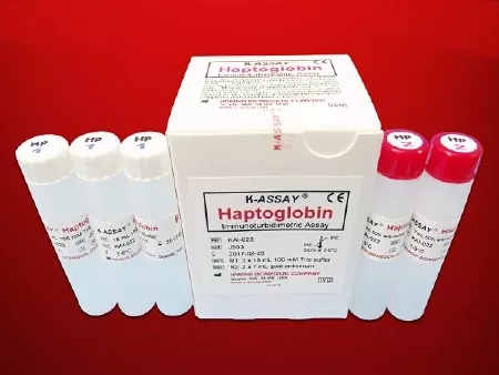 Kamiya Biomedical Company Reagent Kit K-ASSAY Anemia / Specific Protein Test Haptoglobin For Chemistry Analyzers 200 Tests 3 X 18 mL - M-1038815-944 - Kit of 1