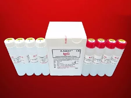 Kamiya Biomedical Company Reagent Kit K-ASSAY Immunochemistry / Specific Protein Test Immunoglobulin M (IgM) For Chemistry Analyzers Capable of Accurate Readings at 700 nm 285 Tests R1: 4 X 20 mL, R2: 2 X 10 mL - M-1038814-45 - Kit of 1