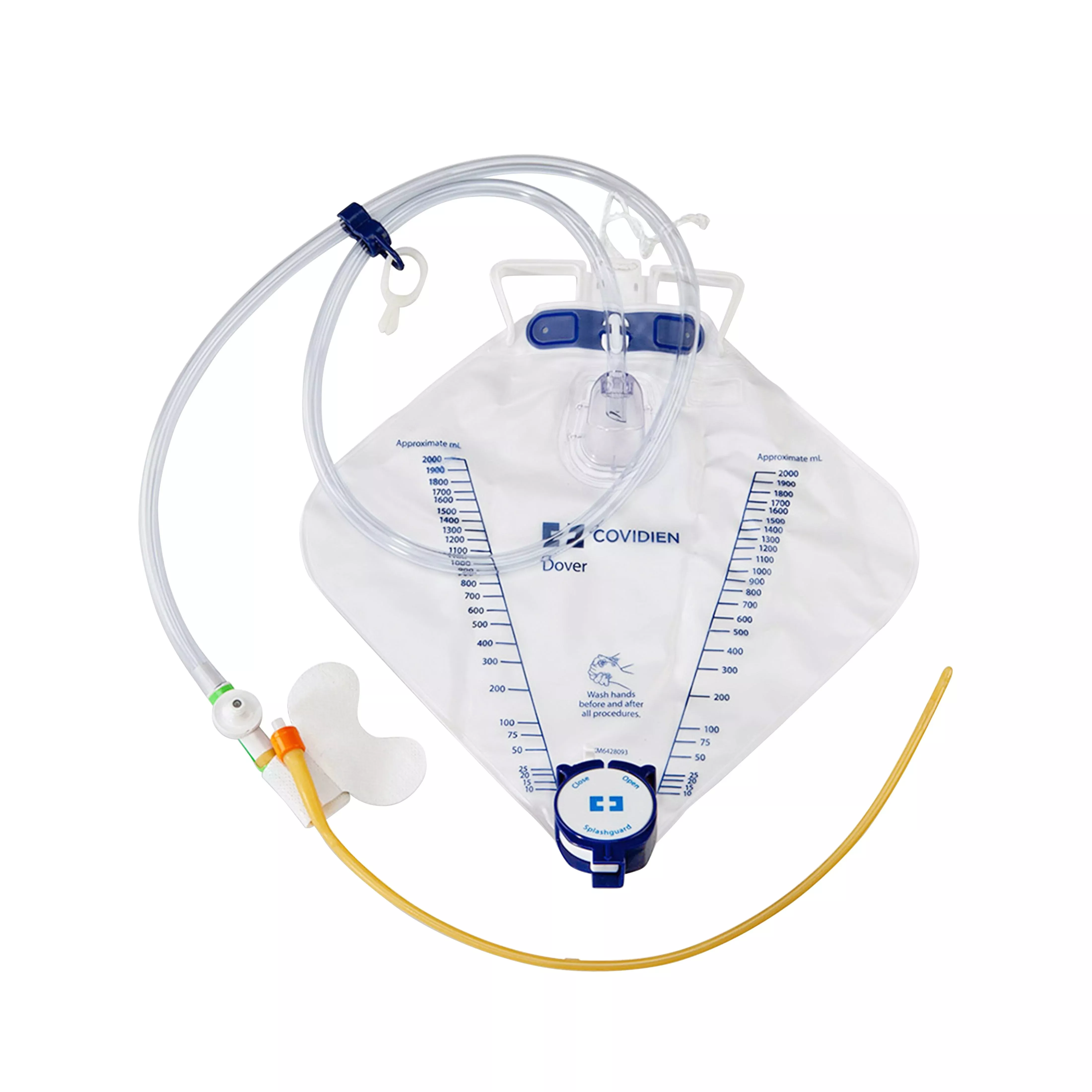 Kendall Dover™ Foley Tray with Hydrogel-Coated Latex Foley Catheter, 16Fr, 5cc Balloon Capacity, with Preconnect 2000mL Drain Bag