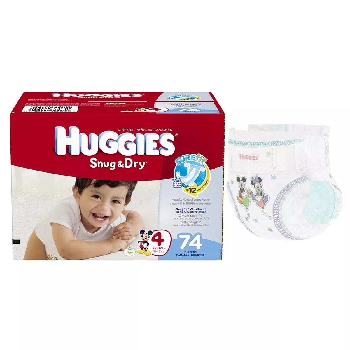 Kimberly Clark HUGGIES Snug and Dry™ Baby Diaper, Size 4, Big Pack, 74 Count - Discontinued by Manufacturer