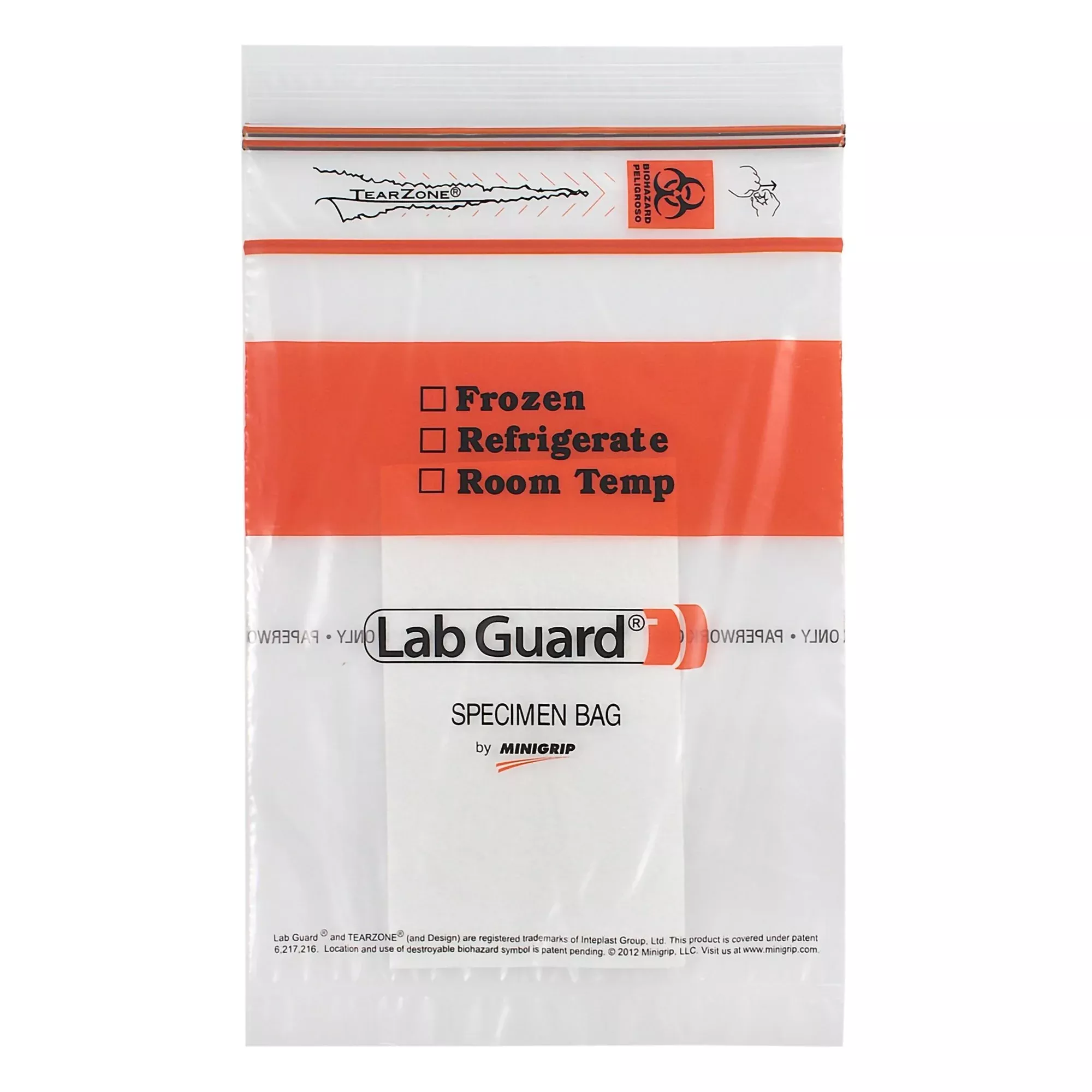 Lab Guard 2X Zip Specimen Transport Bag, Document Pouch, Absorbent Pad, 6 x 9"