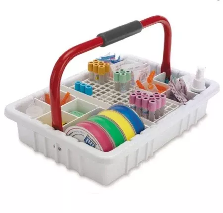Market Lab Inc Phlebotomy Tray 7 X 11 X 16.5, Blue, With 13 mm Tube Rack - M-974124-727 - Each