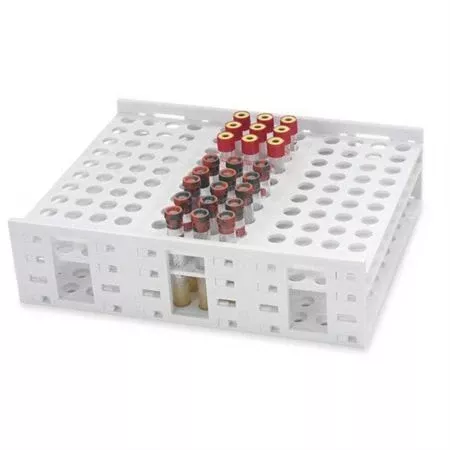 Market Lab Inc Test Tube Rack 120 Place 14 to 16 mm Tube Size White 3-1/2 X 10-1/4 X 13-1/4 Inch - M-1053576-4962 - Each