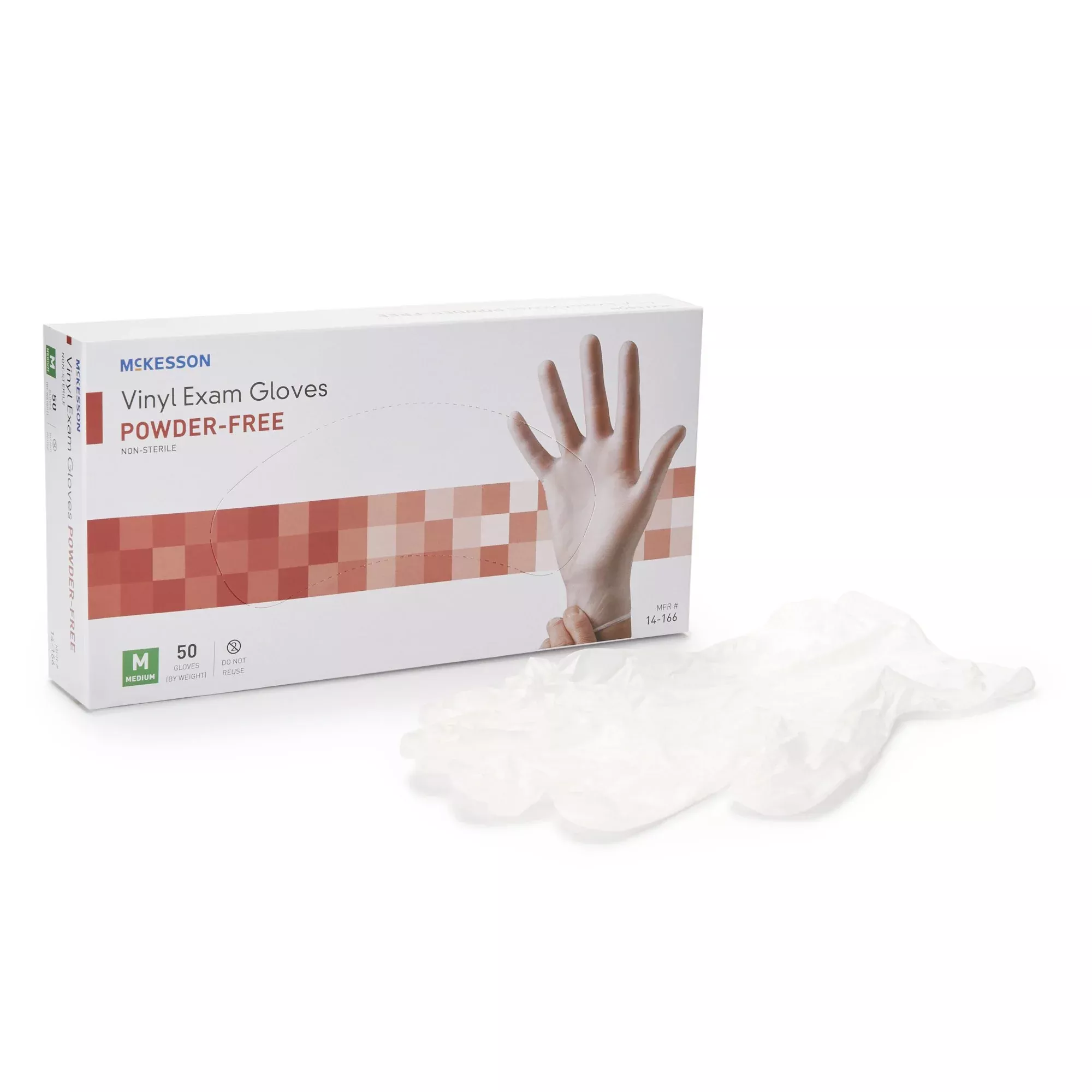 McKesson 14-166 Confiderm Vinyl Exam Glove, Medium, Clear
