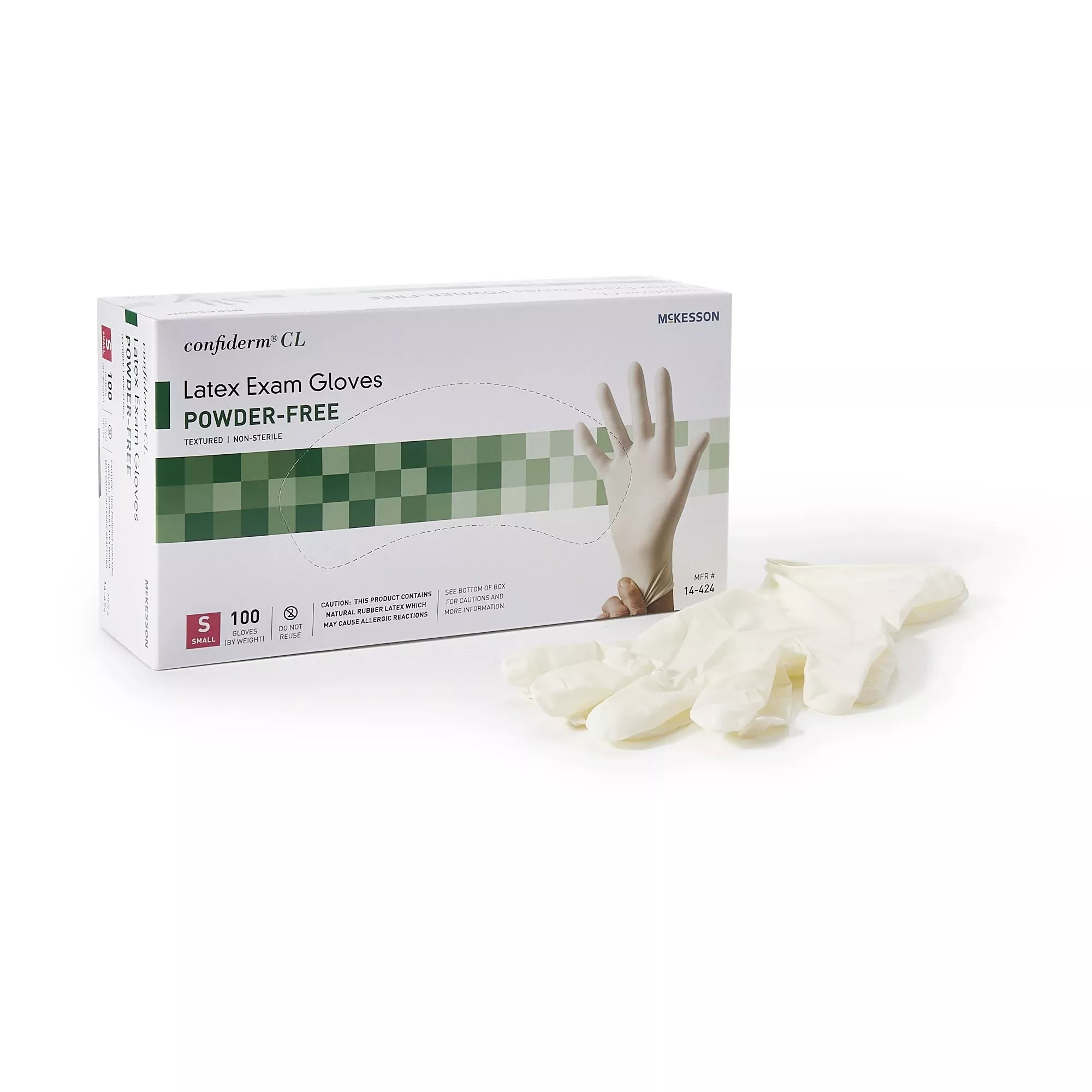 McKesson 14-424 Confiderm CL Latex Exam Glove, Small, Ivory