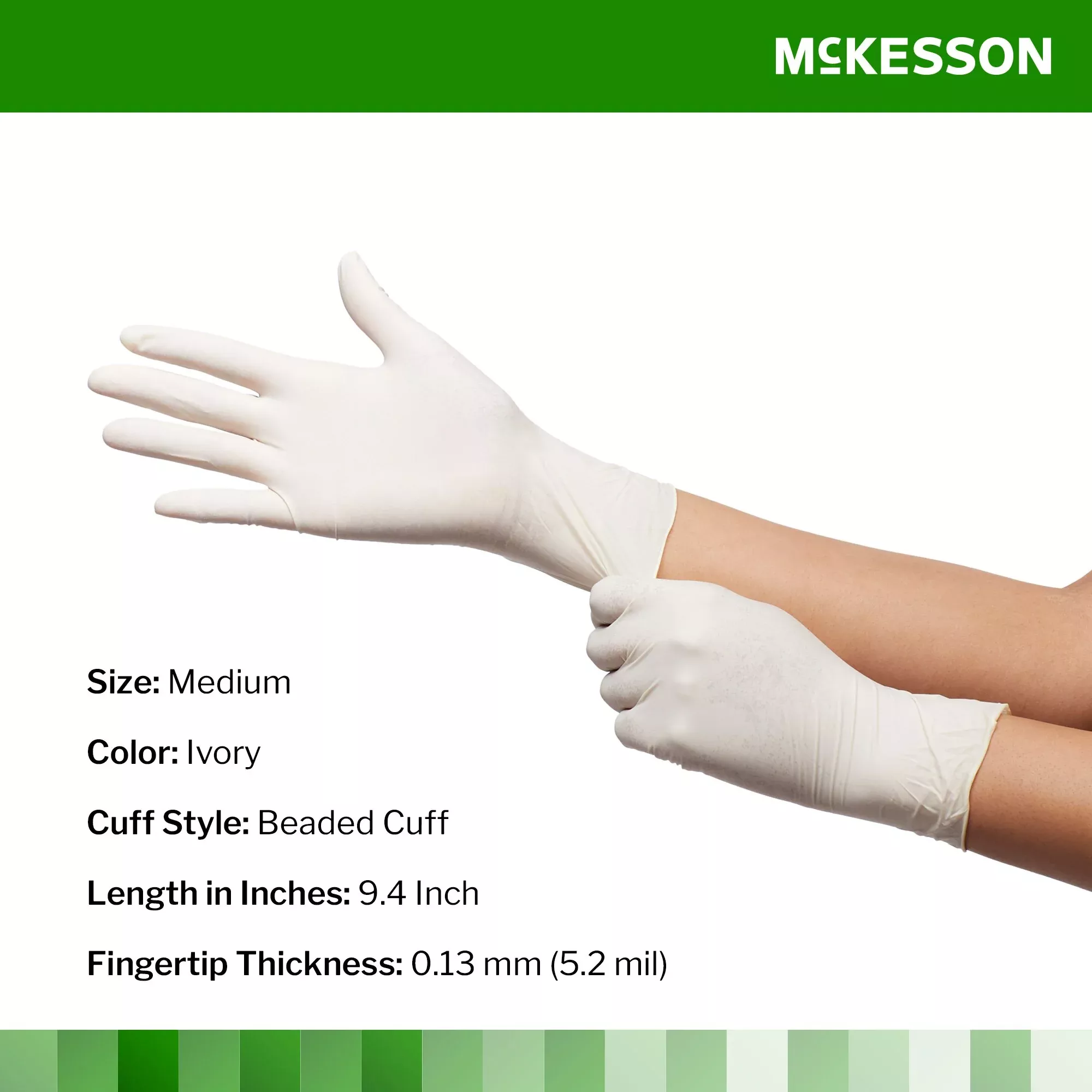 McKesson 14-426 Confiderm CL Latex Exam Glove, Medium, Ivory