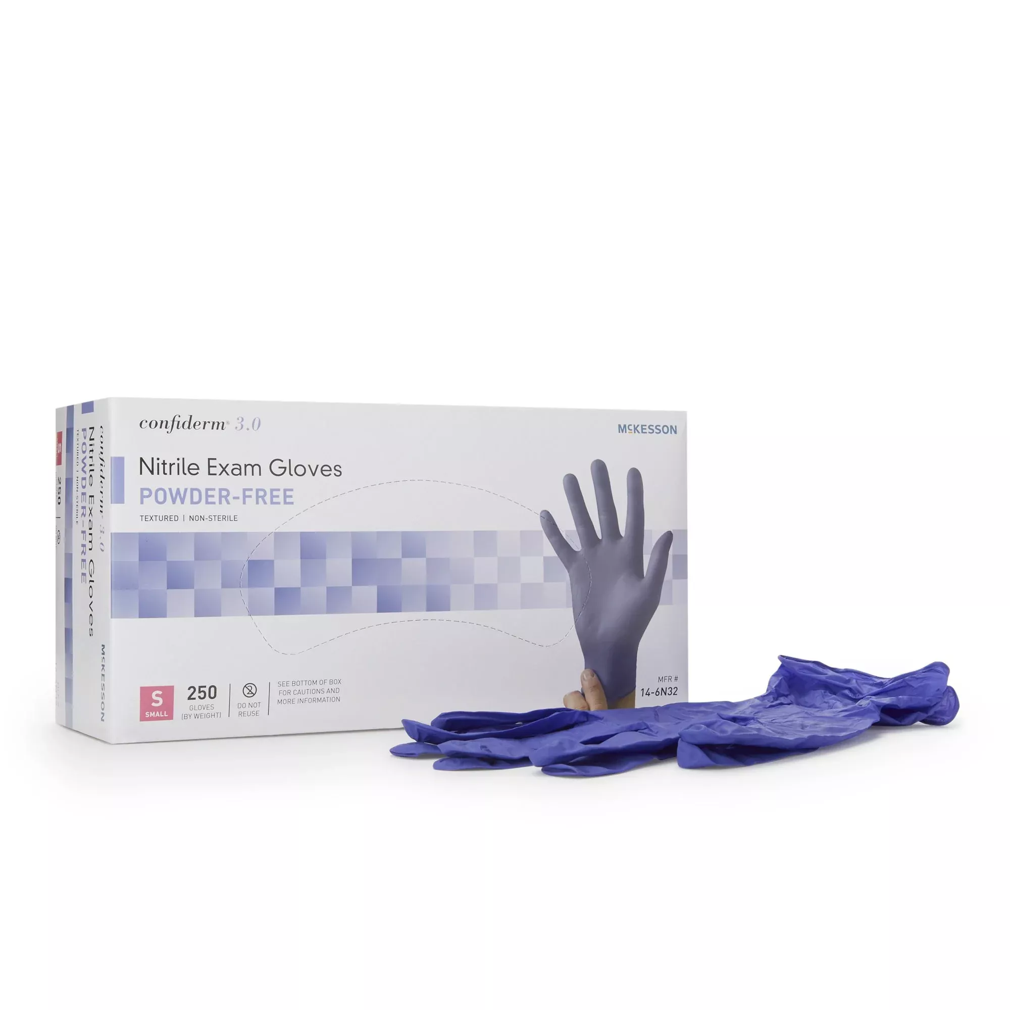 McKesson 14-6N32 Confiderm 3.0 Nitrile Exam Glove, Small, Blue