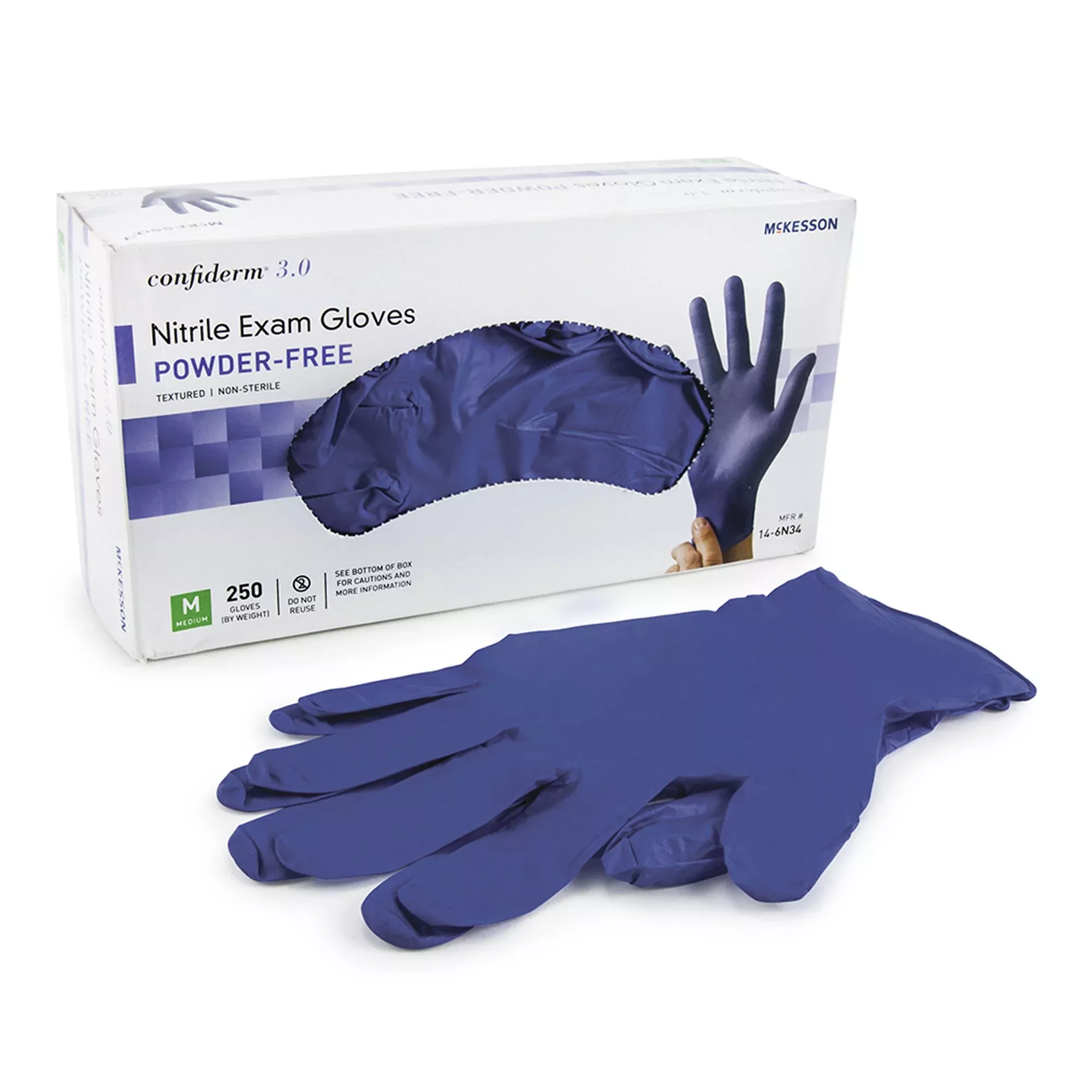 McKesson 957802 Confiderm 4.5C Nitrile Exam Glove, Medium, Blue