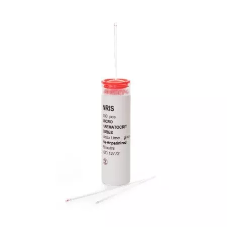 McKesson Capillary Blood Collection Tube Micro-hematocrit Sodium Heparin Additive 1.1 X 75 mm 75 µL Red Stripe Without Closure Glass Tube - M-1082112-1507 - Box of 1000