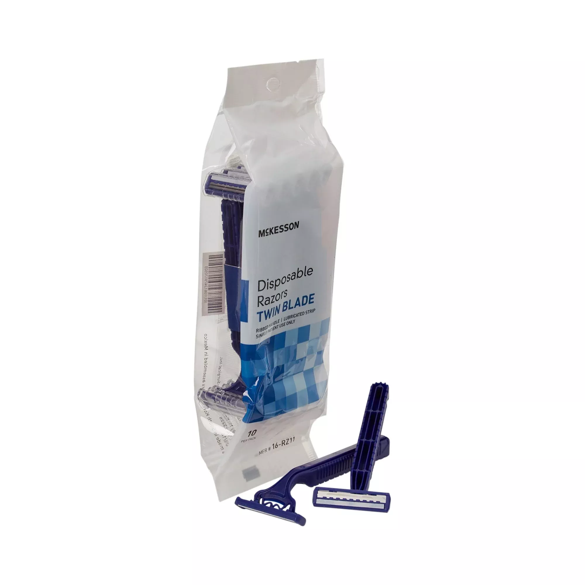 McKesson Disposable Razor, Twin Blade, Lubricated Strip, Blue