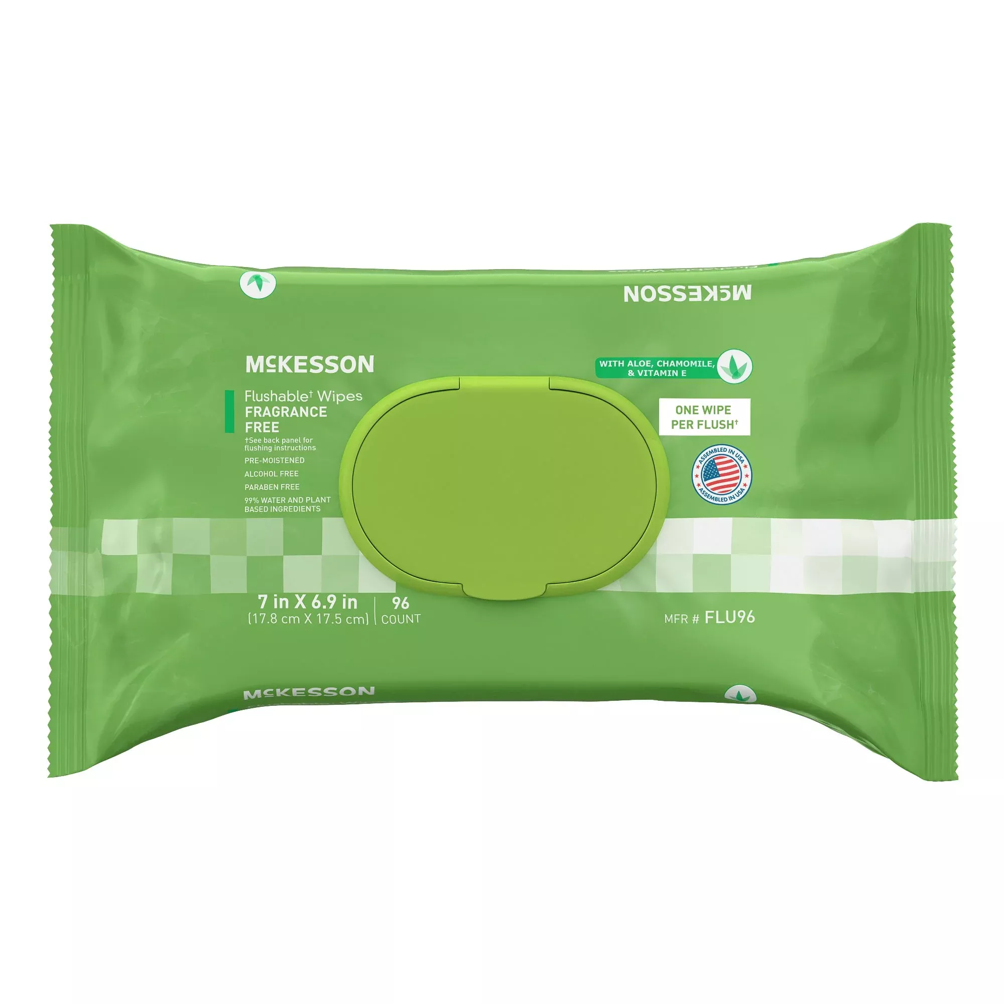 McKesson Flushable* Wet Wipes - Unscented, 96 Wet Wipes per Pack