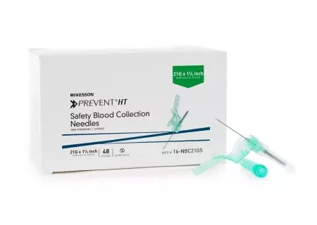 McKesson Prevent HT Blood Collection Needle 21 Gauge 1-1/4 Inch Needle Length Safety Needle Without Tubing Sterile - M-1144300-4700 - Case of 2400