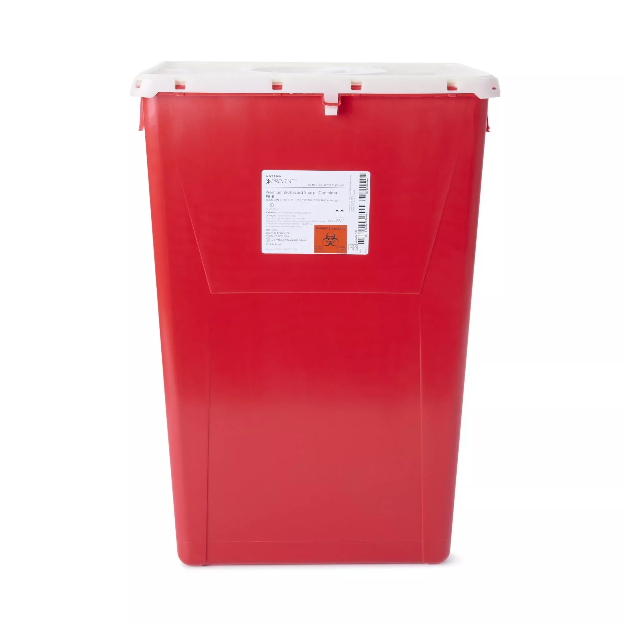McKesson Prevent Sharps Container, 18 Gallon, 24-3/5 x 17-3/10 x 13 Inch
