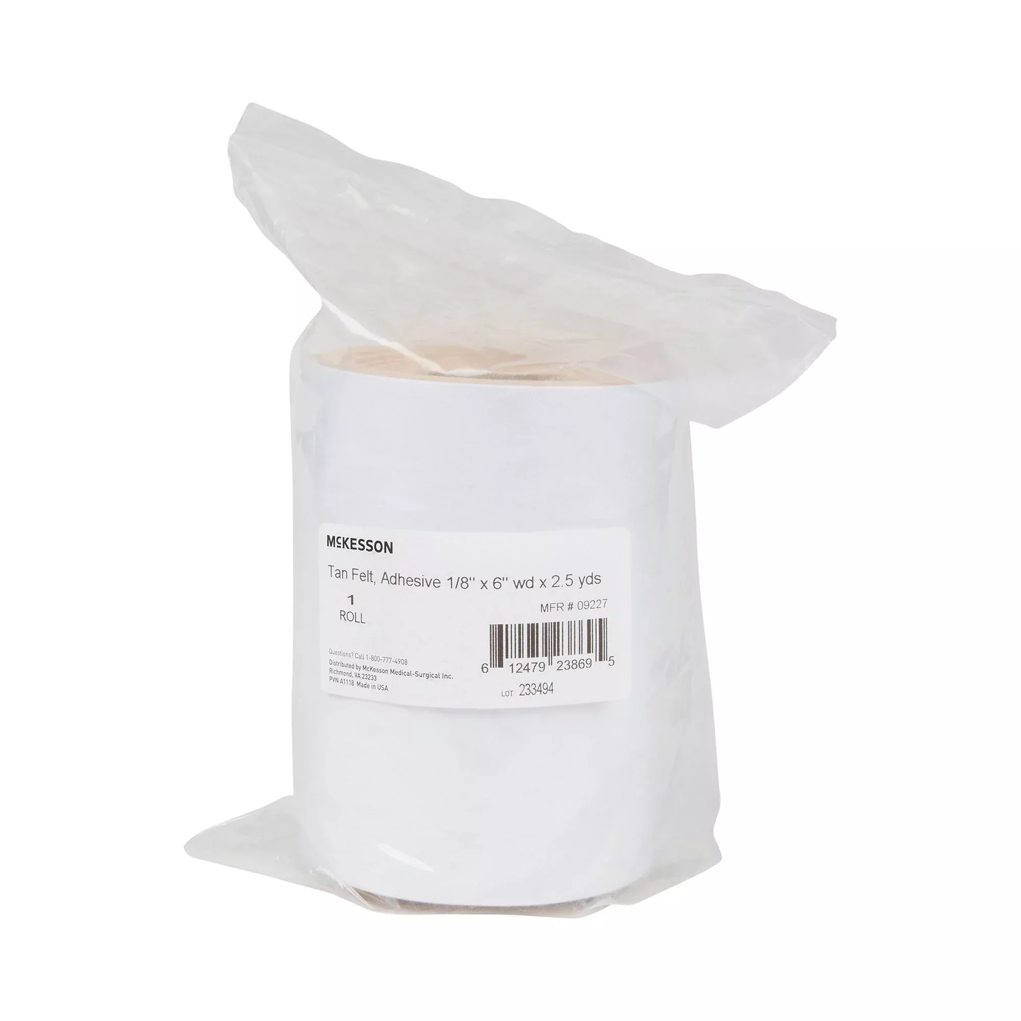 McKesson Tan Wool / Rayon Adhesive Orthopedic Felt Roll, 6 Inch x 2.5 Yard