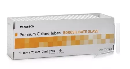 McKesson Test Tube Round Bottom Plain 10 X 75 mm 3 mL Without Color Coding Without Closure Glass Tube - M-1082084-2358 - Box of 250
