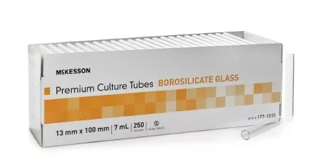 McKesson Test Tube Round Bottom Plain 13 X 100 mm 7 mL Without Color Coding Without Closure Glass Tube - M-1082086-1105 - Box of 250
