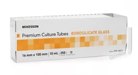 McKesson Test Tube Round Bottom Plain 16 X 100 mm 10 mL Without Color Coding Without Closure Glass Tube - M-1082087-3924 - Case of 1000
