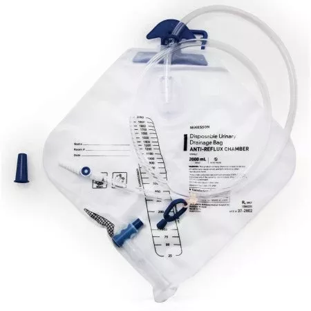 McKesson Urinary Drain Bag with Anti-Reflux Valve, Sterile, 2000 mL, Vinyl