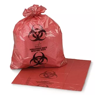 Medegen Medical Products Bag Bhzrd UltTf 40x55 45-55g Twst Tie Flm Rd/Blk 1.25mil 150/ca
