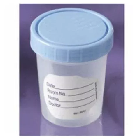 Medegen Medical Products LLC Specimen Container for Pneumatic Tube Systems Polypropylene 120 mL (4 oz.) Screw Cap Patient Information Sterile Inside Only - M-365925-2029 - Case of 300
