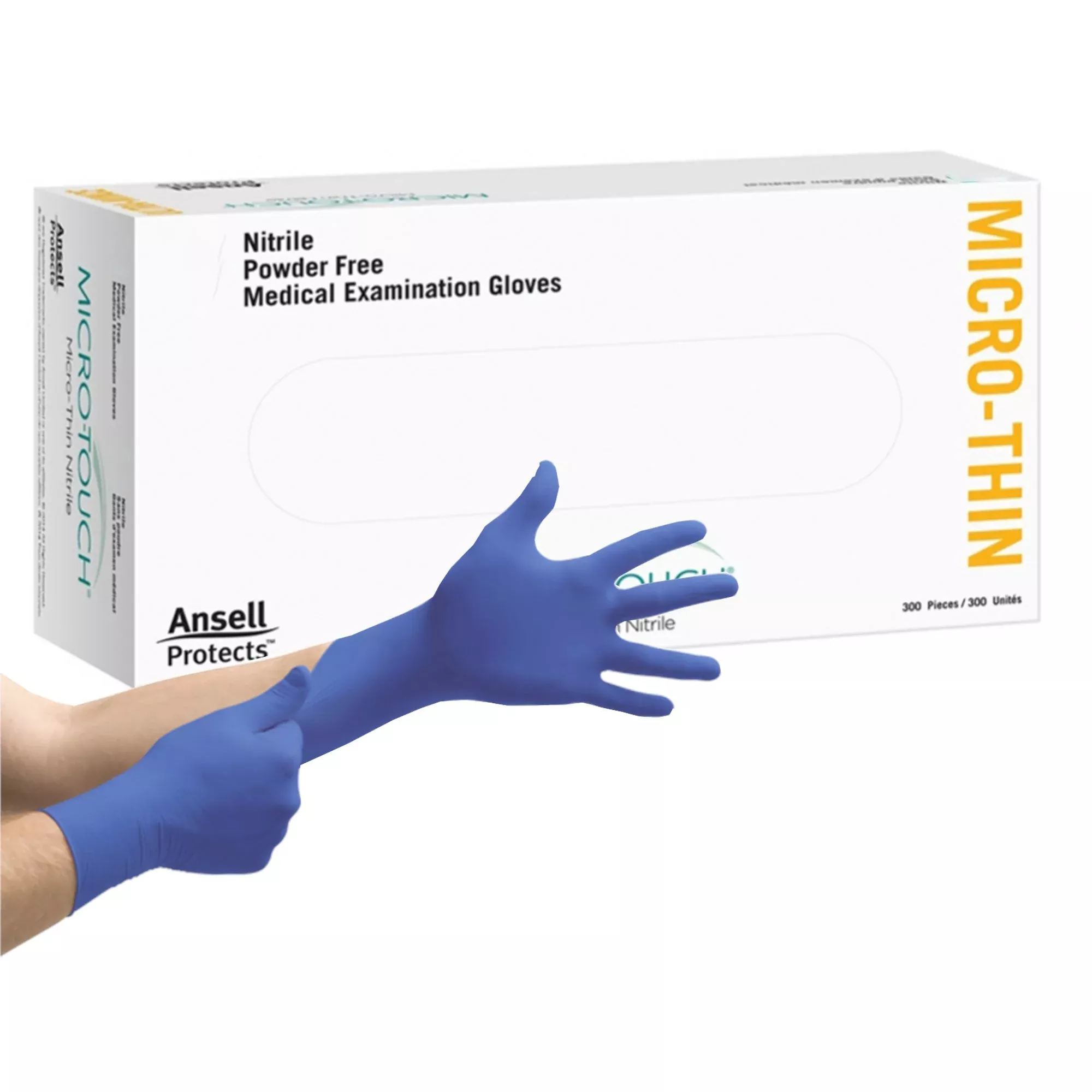 Micro-Touch Micro-Thin Nitrile Exam Glove, Medium, Blue