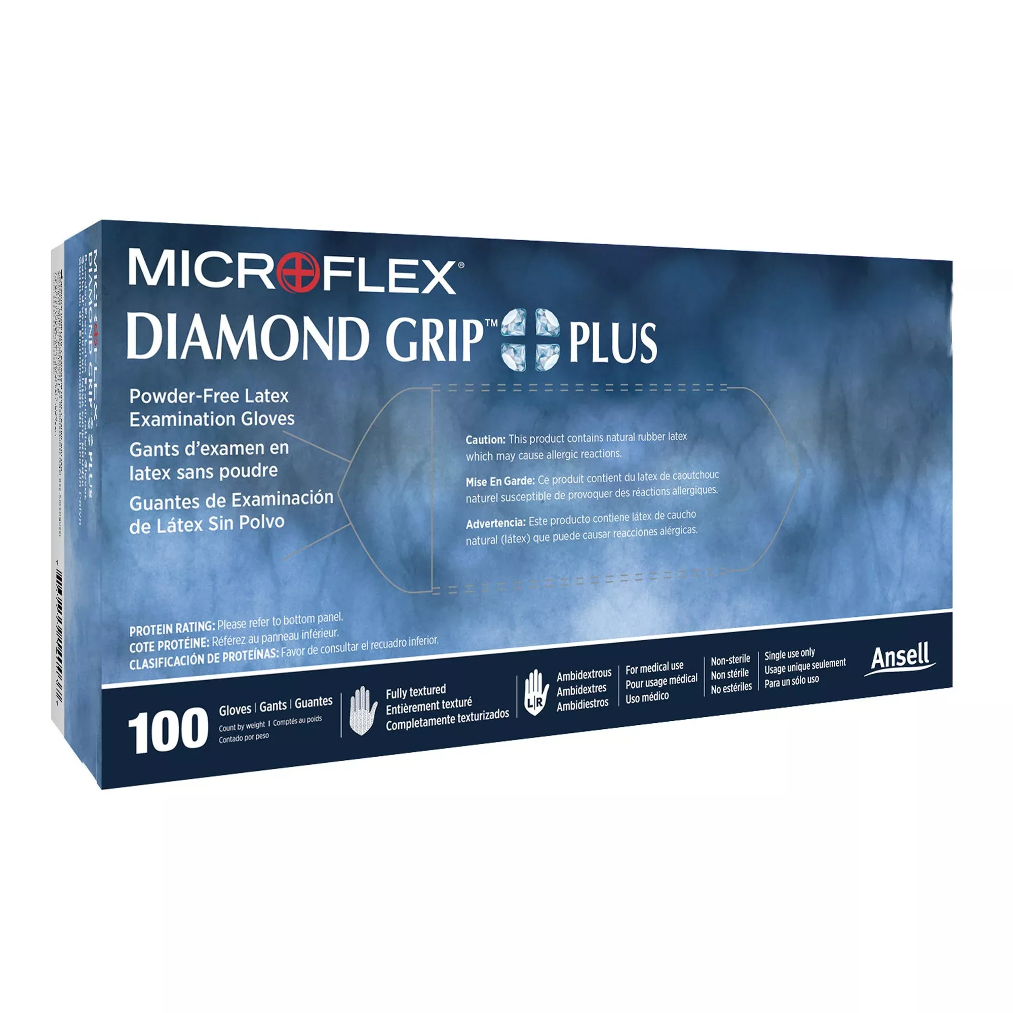 Microflex Diamond Grip Plus™ Latex Gloves, Small, White