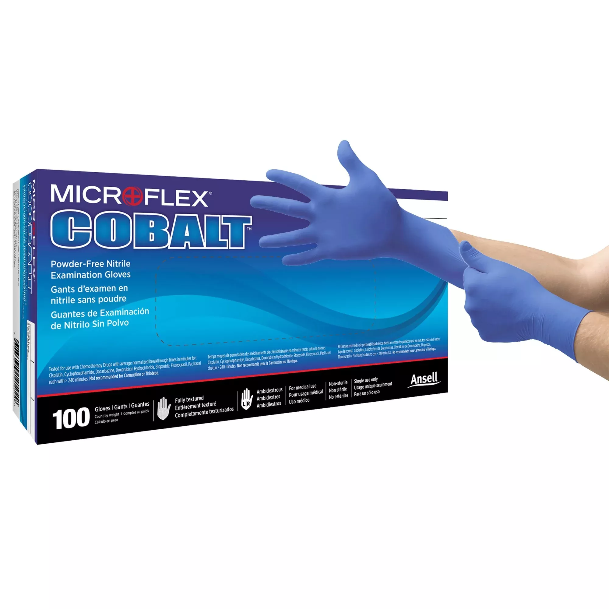 Microflex N193 Cobalt Nitrile Exam Glove, Large, Blue