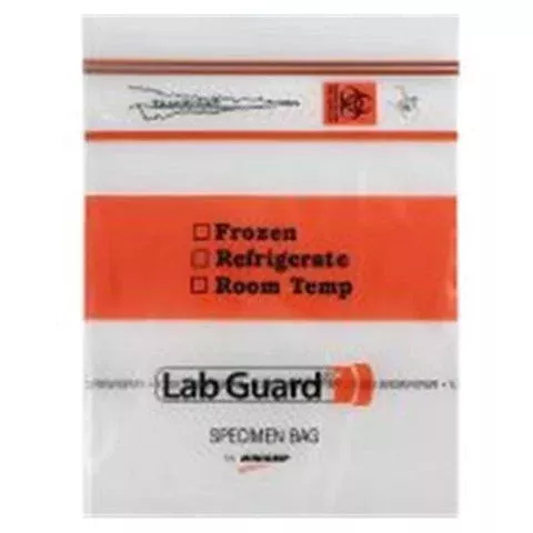 Minigrip LLC Specimen Transport Bag with Document Pouch Lab Guard TearZone 6 X 9 Inch Polyethylene Zip Closure Biohazard Symbol / Storage Instructions NonSterile - M-1135736-4865 - Case of 20