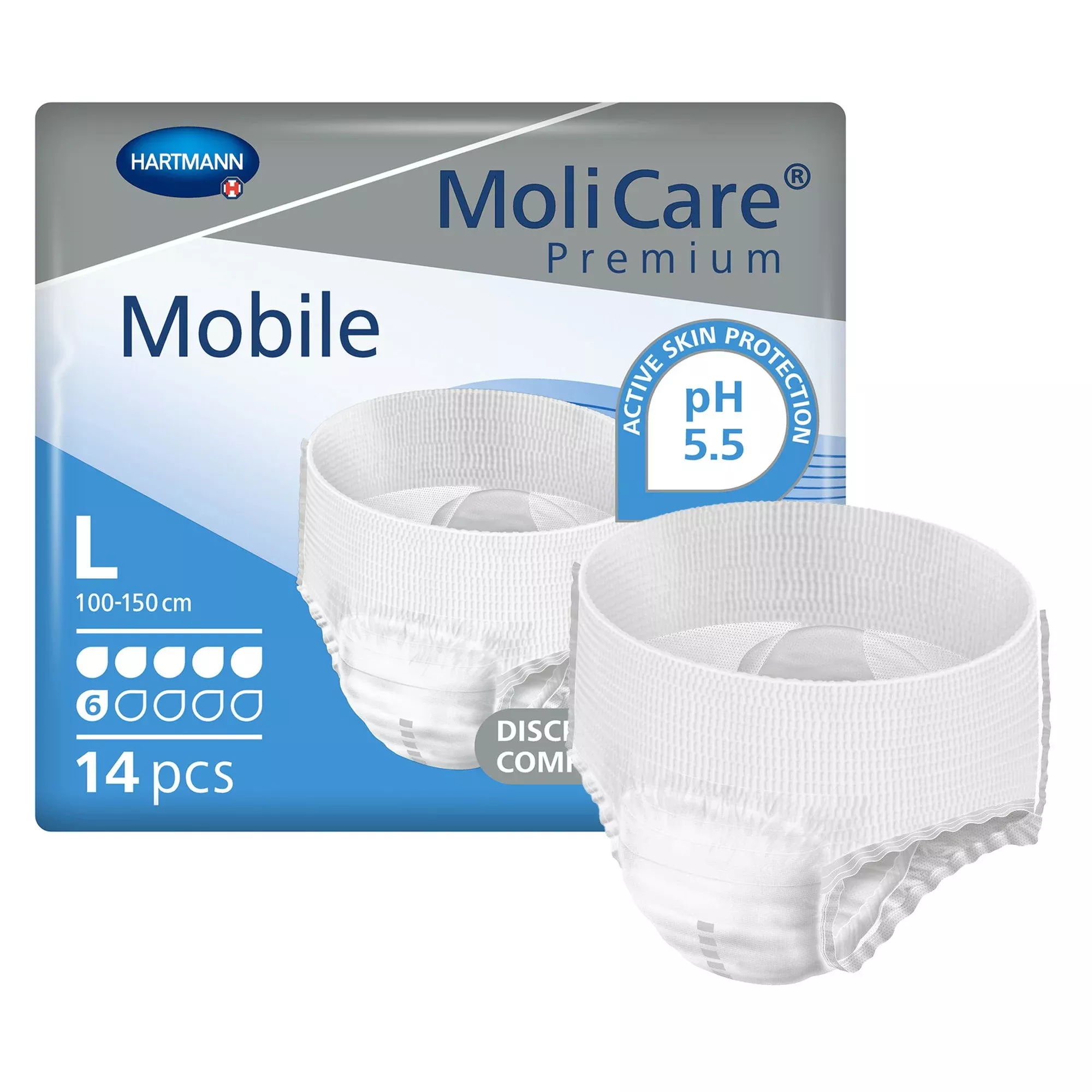 MoliCare Premium Mobile 6 Drop Absorbency Incontinence Underwear, Large