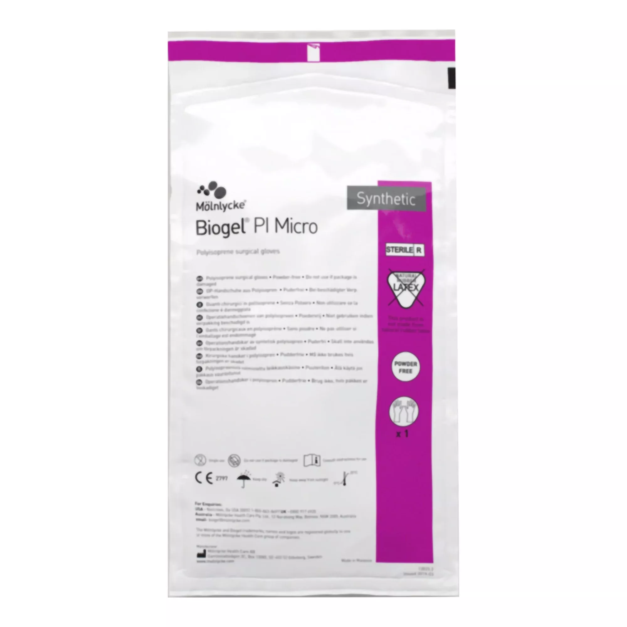 Molnlycke 48570 Biogel PI Micro Polyisoprene Surgical Glove, Size 7, Straw