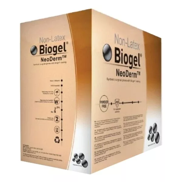 Molnlycke Biogel NeoDerm Synthetic Polychloroprene Surgical Glove, Powder-Free, Single, Size 6, Khaki