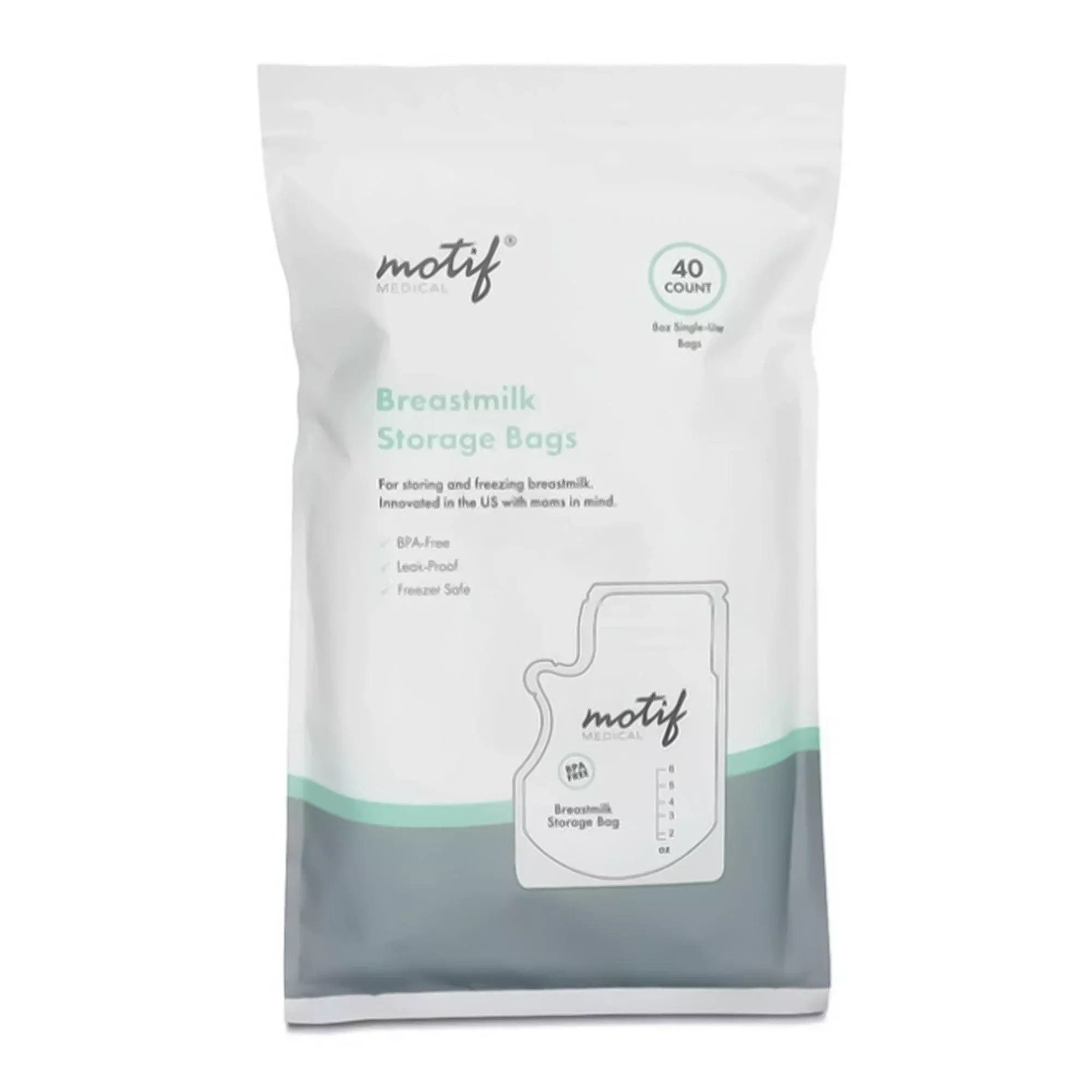 Motif Breast Milk Storage Bag 6 oz. Plastic. 40ct