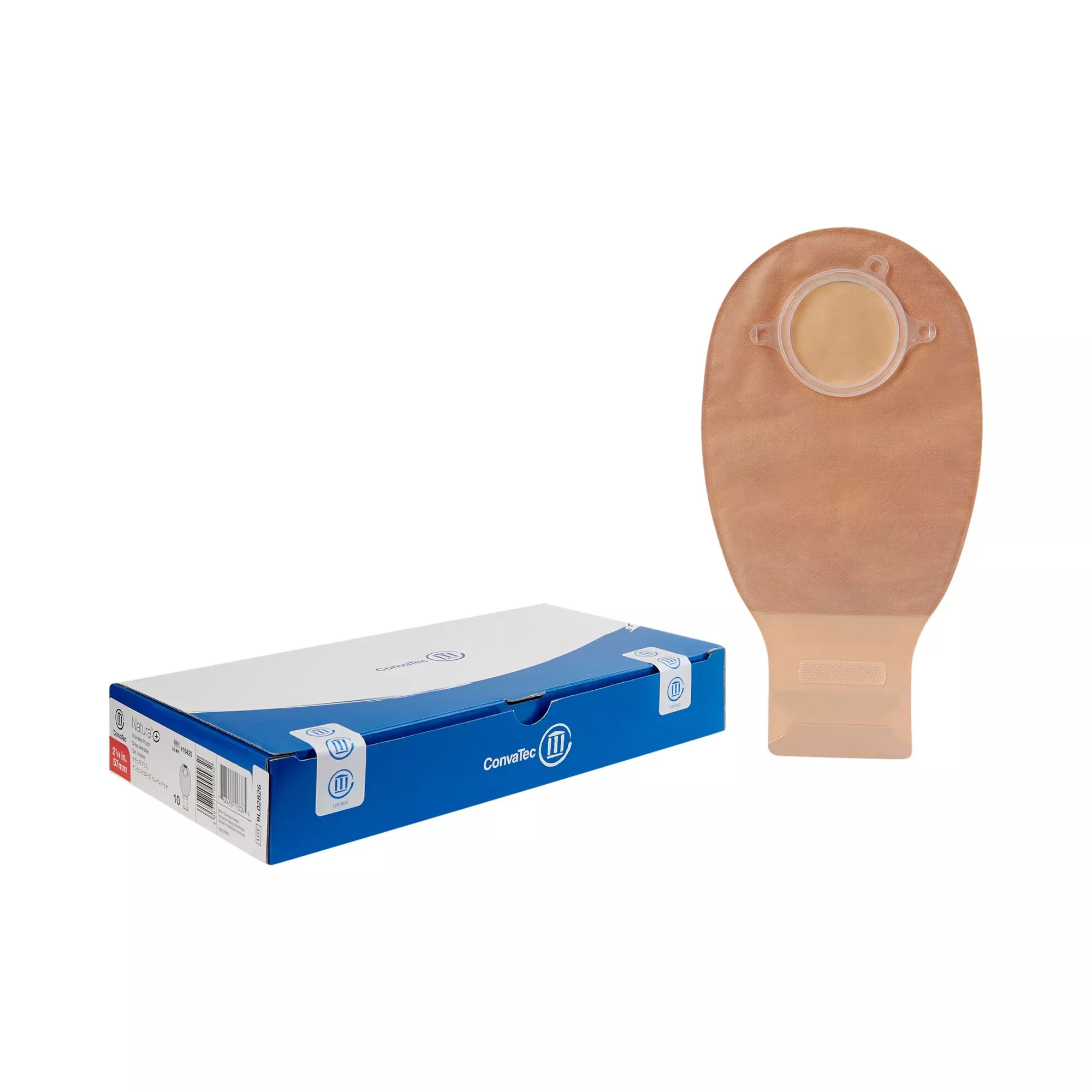 Natura Beige Filtered Ostomy Pouch, 12-Inch Length, 2¼ Inch Flange