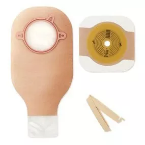 New Image™ 19102 2-Piece Clear Ileostomy/Colostomy Pouch, 44mm Flange, Green