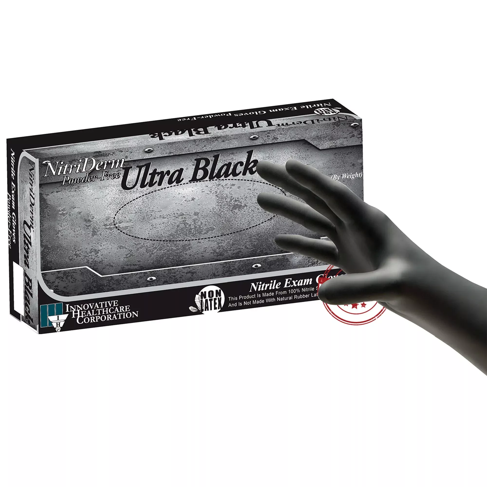 NitriDerm Ultra Black Nitrile Exam Glove, Medium, Black
