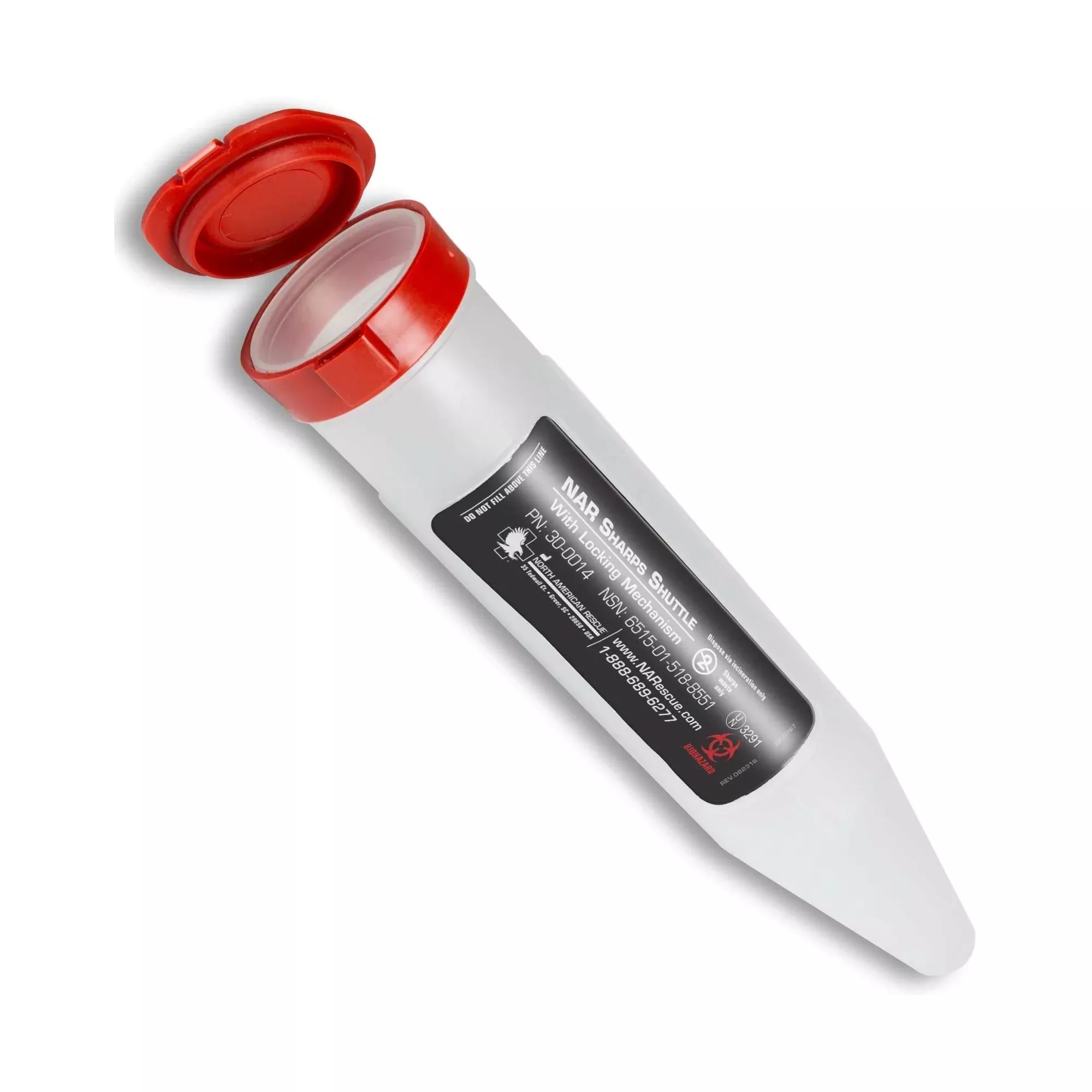 North American Rescue Pocket Shuttle Sharps Container, 1-1/4 x 6-1/2 Inch