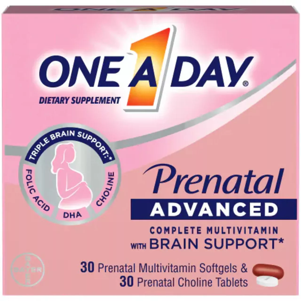 One A Day Women's Prenatal Vitamins with Choline, 60+60 Count