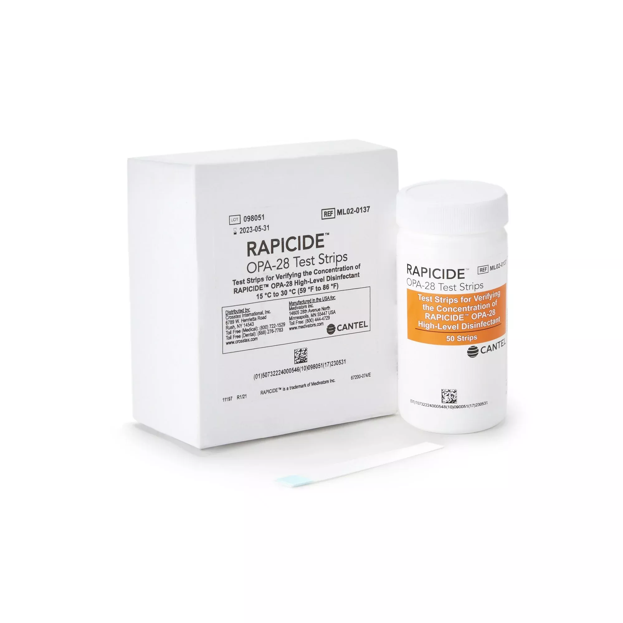 OPA Concentration Indicator Rapicide™ OPA/28 Pad 50 Test Strips Bottle Single Use