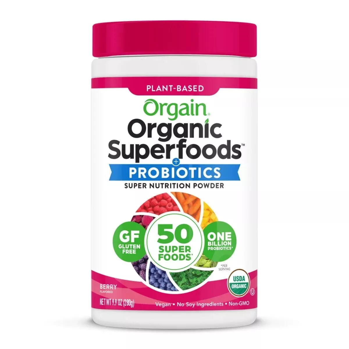 Orgain Organic Superfoods All-In-One Super Nutrition Powder, Berry Flavor, 0.62 lb Canister