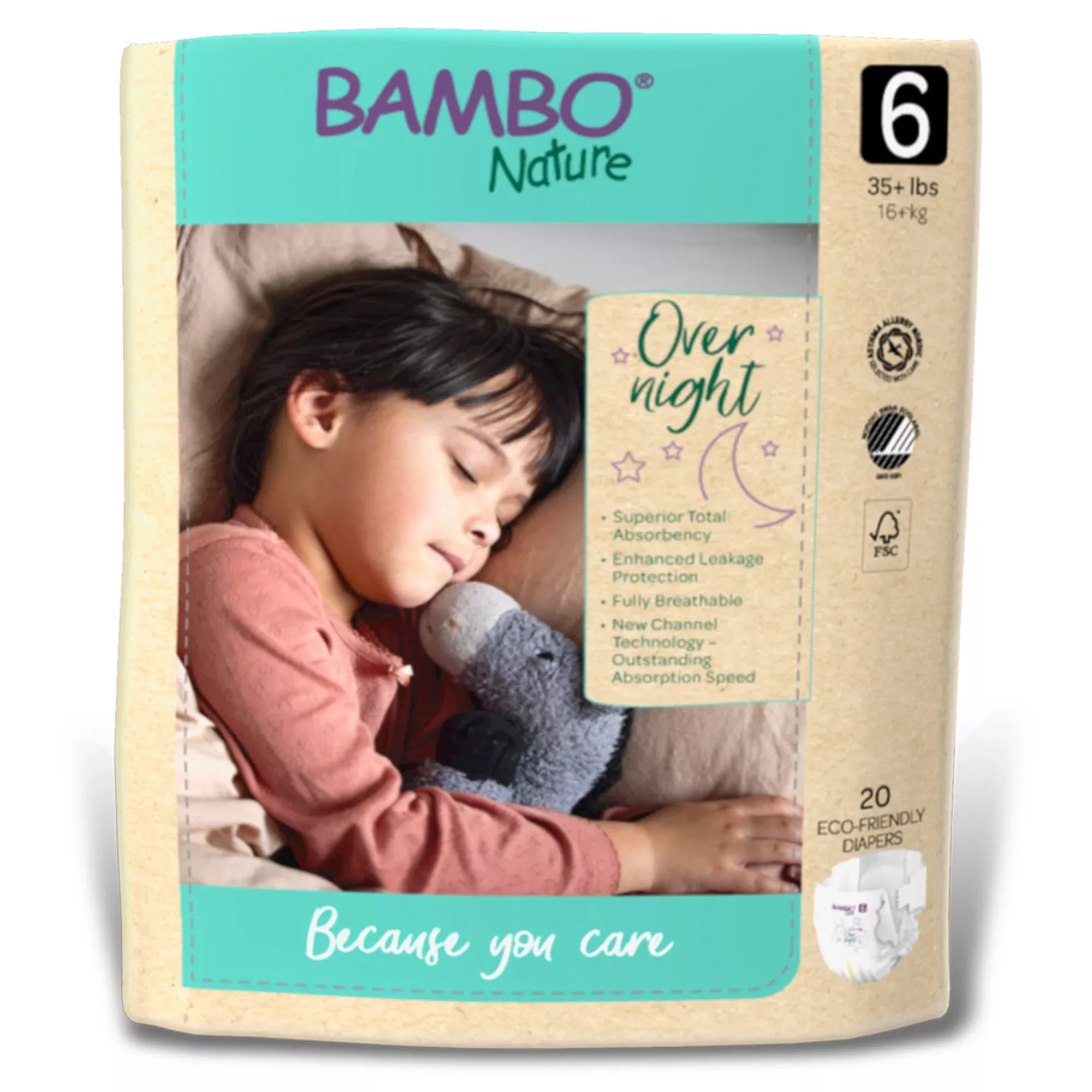 Overnight Baby Diaper, Eco Friendly, Size 6, 35+ lbs.