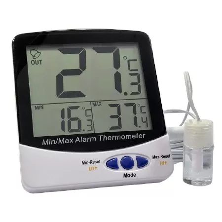 PANTek Technologies LLC Digital Refrigerator / Freezer Thermometer with Alarm Fahrenheit / Celsius -58° to +158°F (-50° to +70°C) Bottle Probe Desk / Wall Mount Battery Operated - M-982846-789 - Each